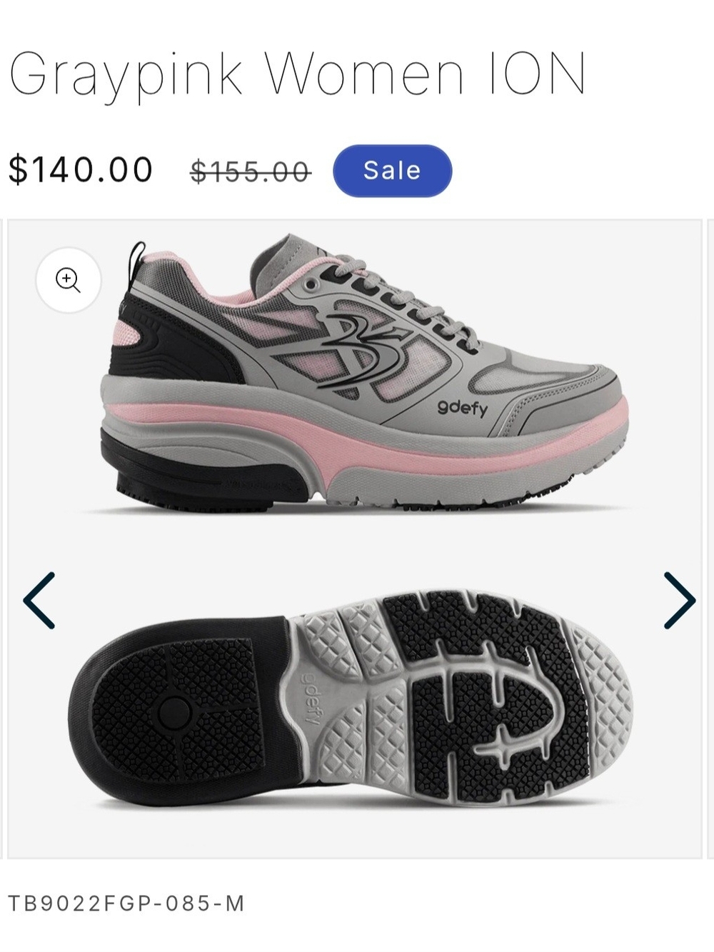 ION Women’s Gray and Pink G/defy Athletic Walking Shoes